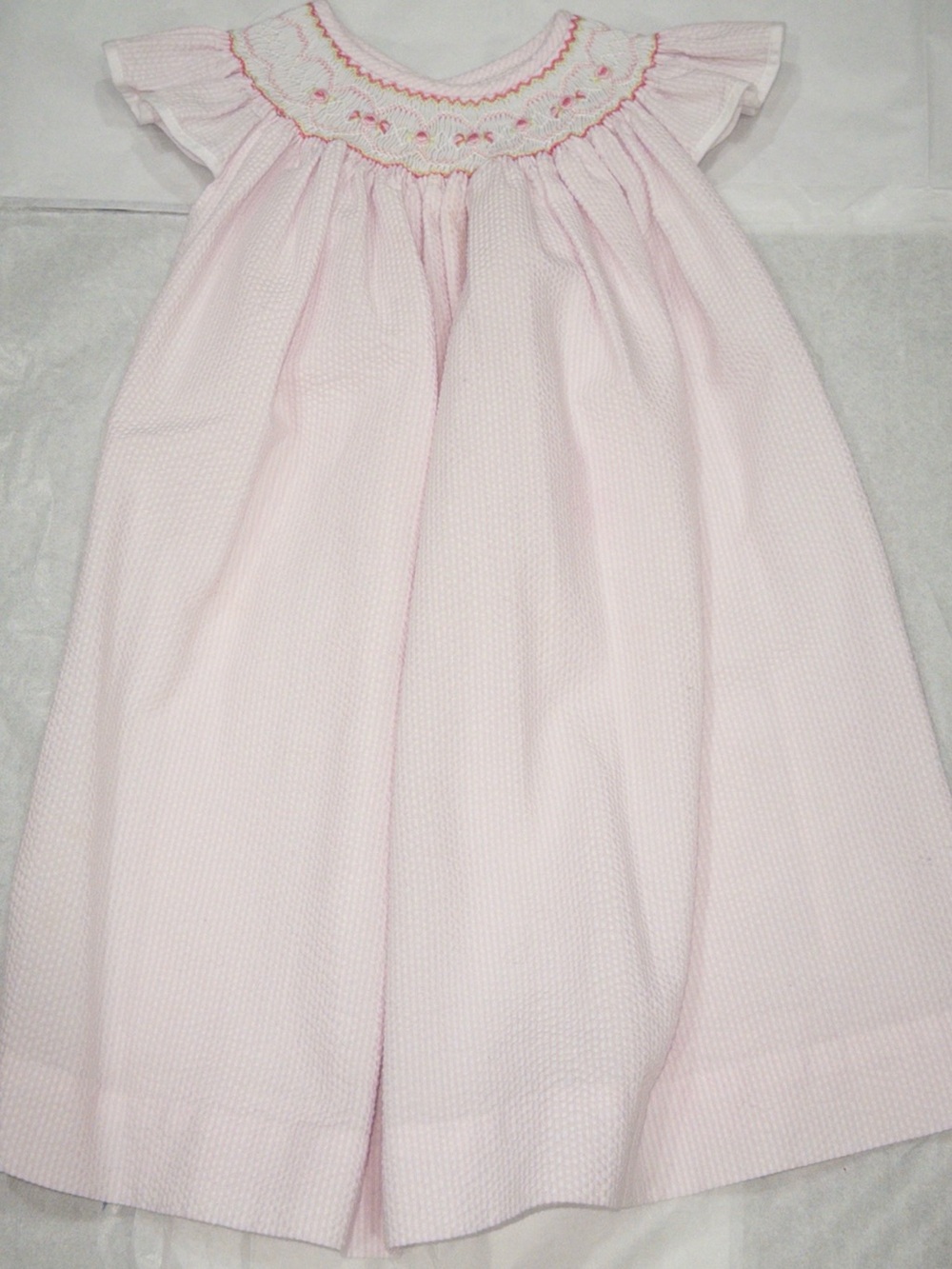 Girls Pink Smocked Nightgown with Embroidered Yoke